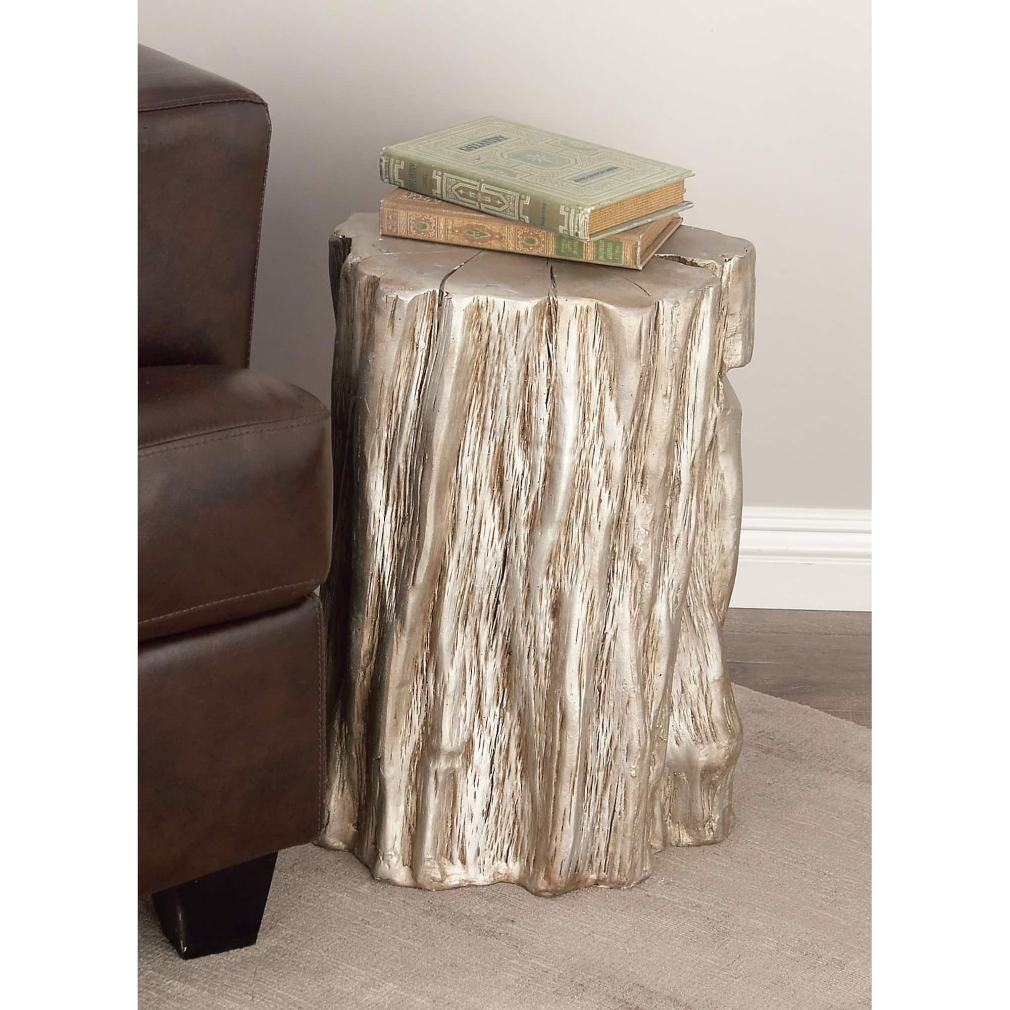 19" Gold Fiberglass Eclectic Footstool